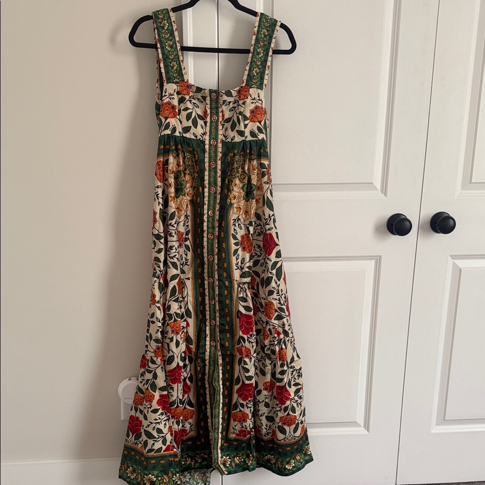 FARM Rio Green and Orange Floral Maxi Dress